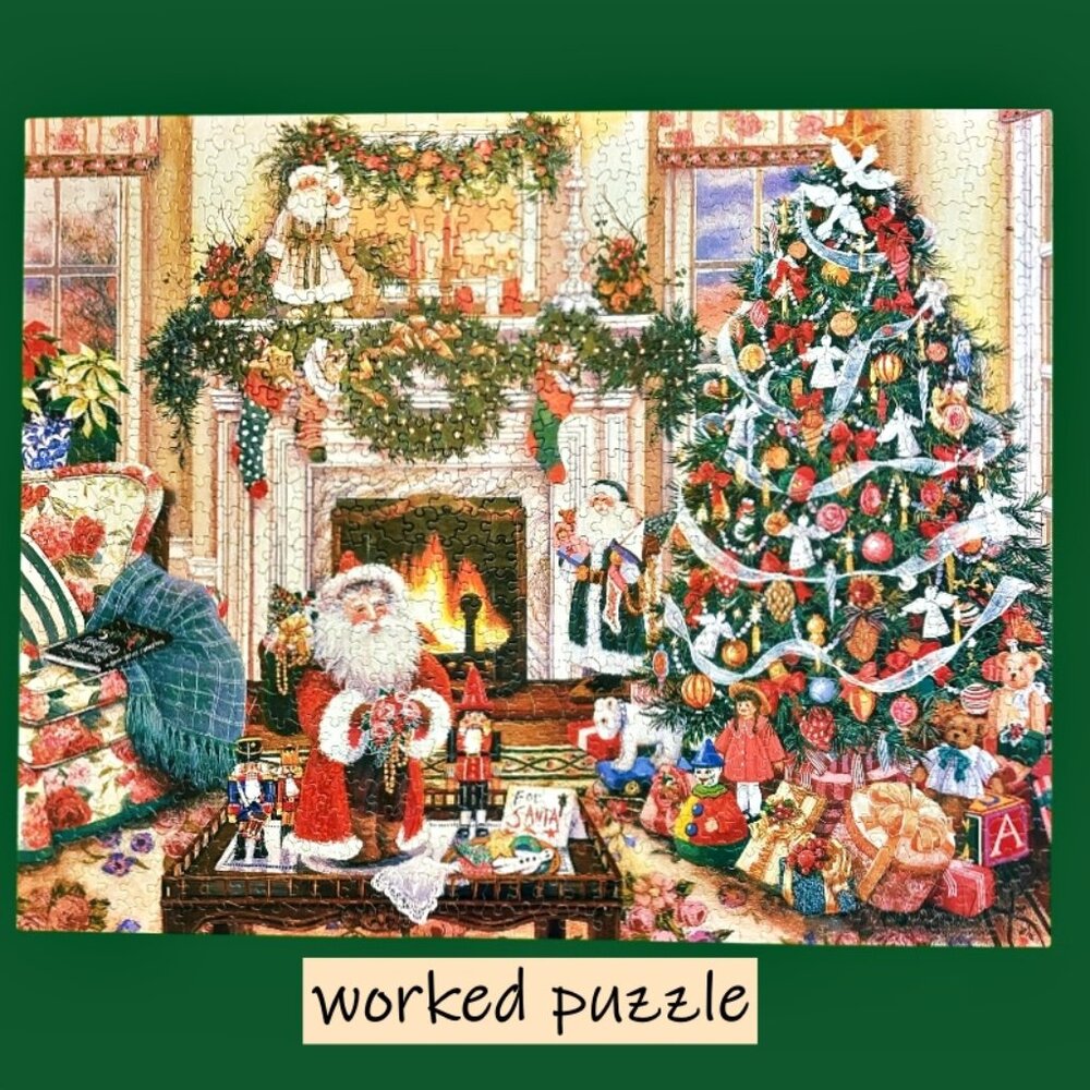 Vintage White Mountain Cozy Christmas Puzzle 1000 PC Susan Rios 2000 COMPLETE!!